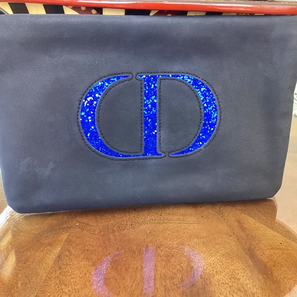 Dior black faux leather zippered clutch - Picture 1 of 3